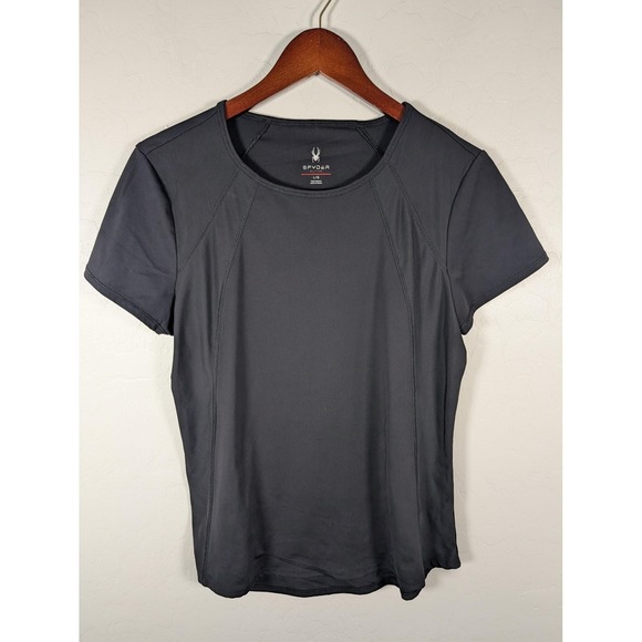 Spyder Active Shirt Womens Large Black Athletic Short Sleeve Lightweight Top - Picture 1 of 10